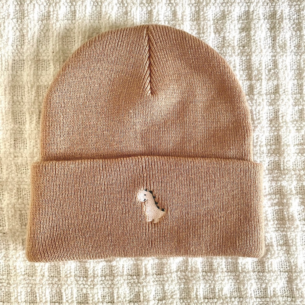 Light Brown Dino Beanie